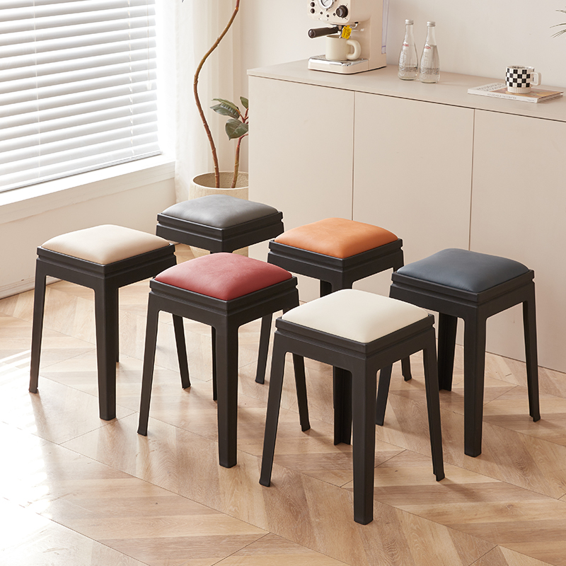 Elevated Leather-Top Stackable Stool