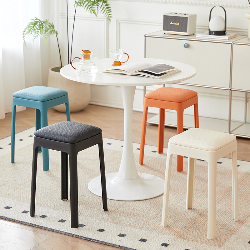 Textured Cushioned Stackable Plastic Stool