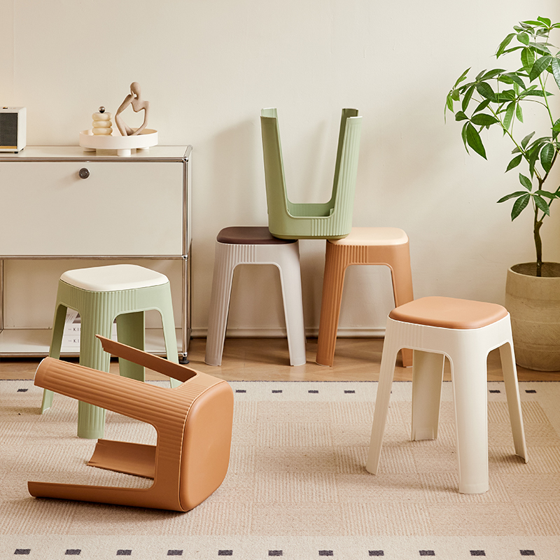 Two-Tone Ribbed Stackable Plastic Stool